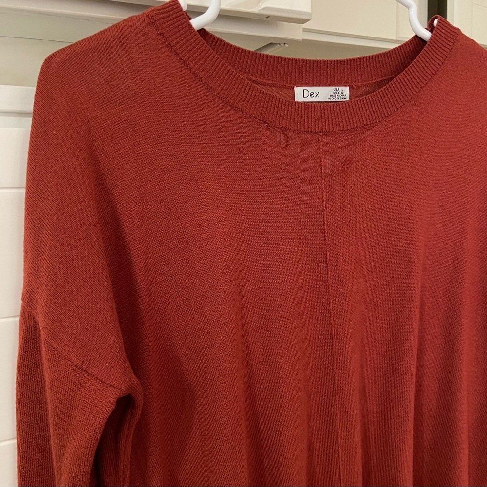 Rust Knit Tie Front Sweater - Picture 2 of 4